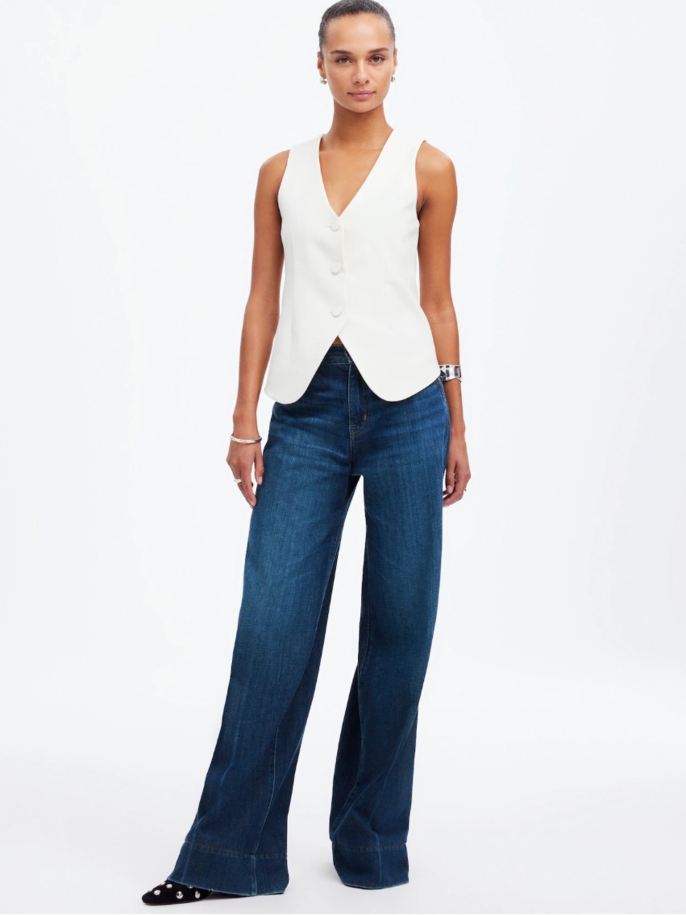 Madewell High-Rise Wide Leg Jeans in Dark Blue Wash